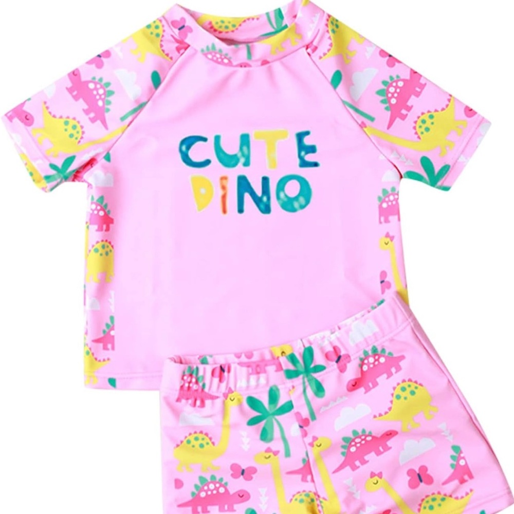 2 Piece Cute Dino Swim wear Rash Guard
